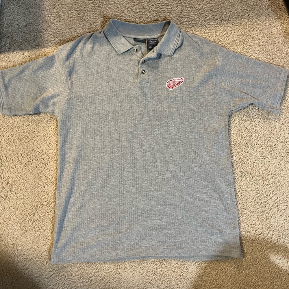 Gray Detroit Red Wings Kids Polo Shirt